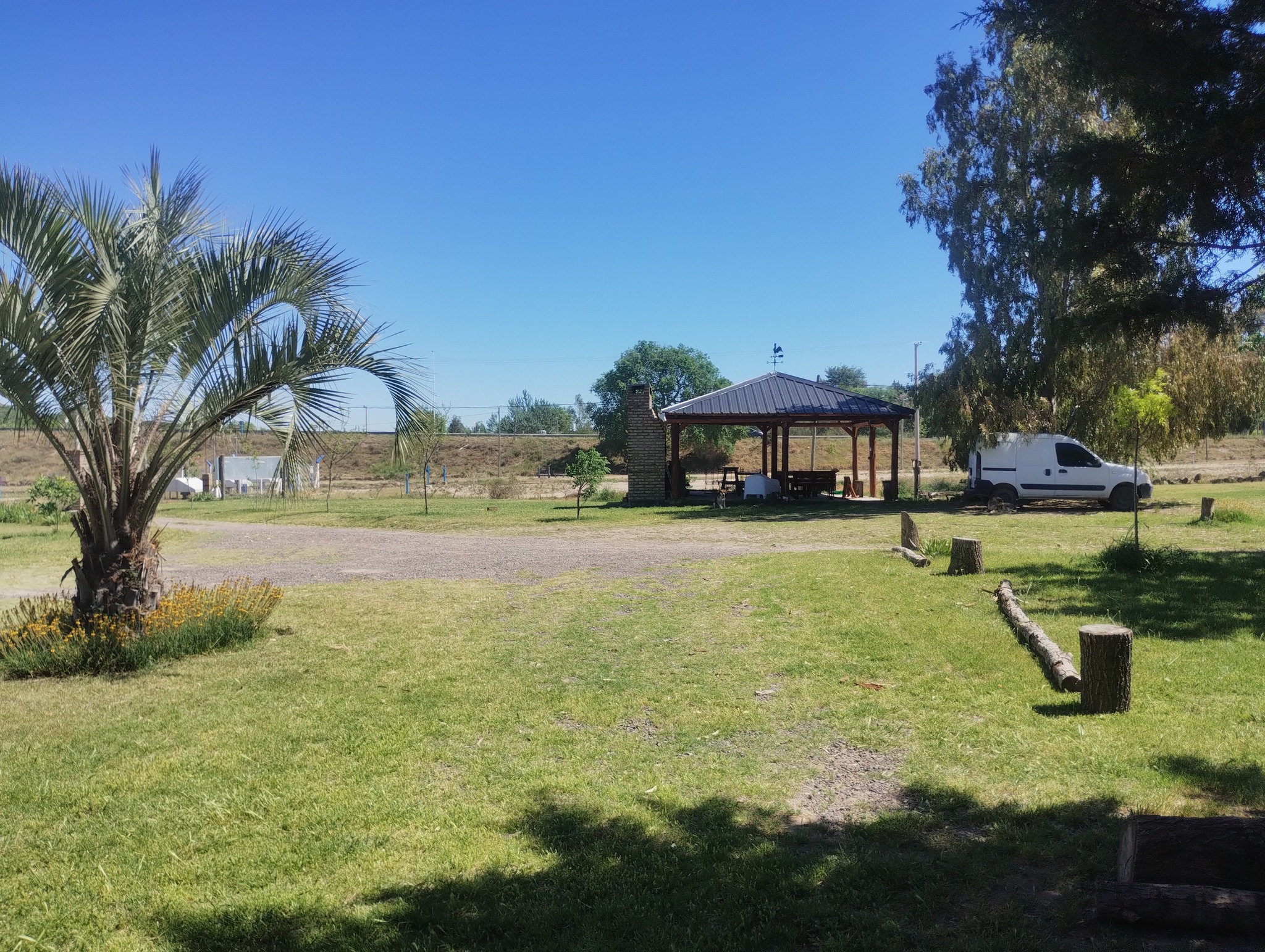 Entorno verde y campo alrededor del hospedaje Rincón Pampeano